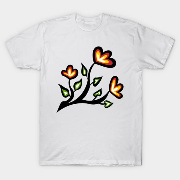 Four Directions Beadwork Flower Indigenous WAWEZHI CANADA T-Shirt by WAWEZHI